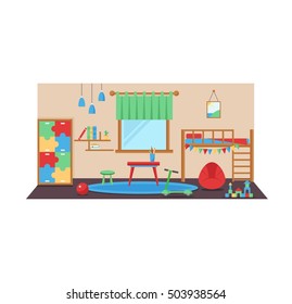 Horizontal view of cozy baby room decor