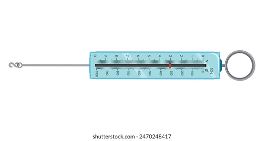 Horizontal View Of Spring Balance Icon, Newton Meter, Spring Dynamometer Balance, Physics Experiments Vector Illustration.	