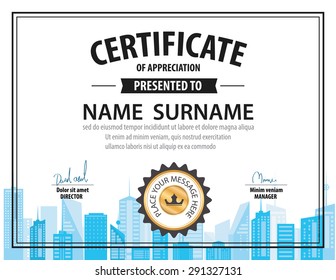 horizontal vintage certificate template, diploma, Letter size, layered vector