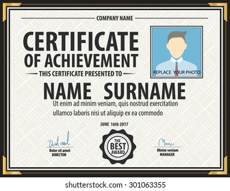 horizontal vintage certificate template,diploma,Letter size ,layered vector
