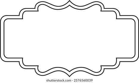 Horizontal vintage frame with rounded corners and double outline, providing a sophisticated and decorative border for text or images, enhancing visual appeal with classic design elements