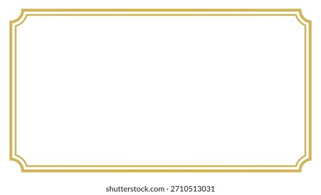 Horizontal marco de oro vintage para la presentación de Web png, borde del rectángulo en estilo oriental aislado sobre fondo transparente.