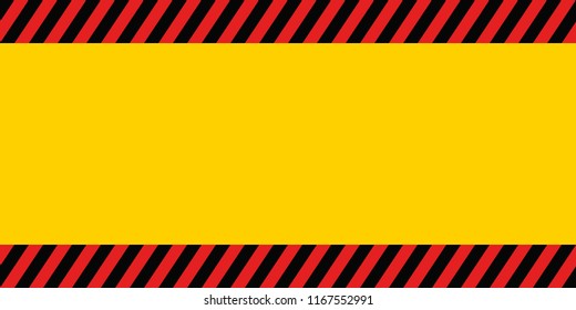 horizontal warning banner frame, red, yellow, black, diagonal stripes, hazard backdrop wallpaper danger vector