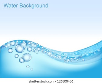 horizontal water background with bubbles of air