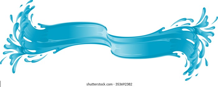 Horizontal Water Banner-Splashing Wave of water or blue paint