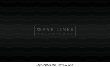 Horizontal wave lines vector illustration on black background with light effect.