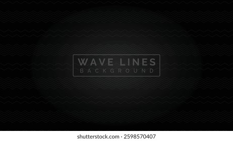 Horizontal wave lines vector illustration on black background with light effect.