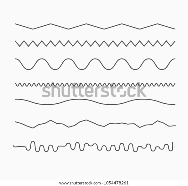 Horizontal wave lines. Zigzag lines set. Obstacle\
course for game
