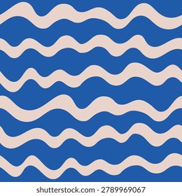 Horizontal Waves Decorative seamless pattern. Repeating background. Tileable wallpaper print.