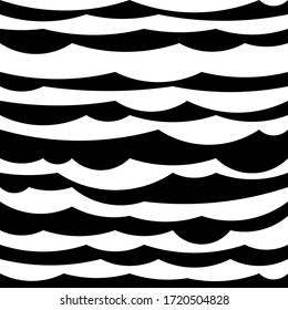 Horizontal Waves Of Pattern Vector. Design Spline Black On White Background. Design Print For Illustration, Texture, Textile, Wallpaper, Background. Set 10