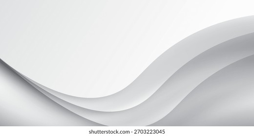 Linhas onduladas curvas horizontais com sombras nas cores cinza e branco. Pode ser usado como decoração de teto esticado, papel de parede 3d.

