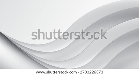 Horizontal wavy curved lines with shadows in grey and white colors. Can be used as stretch ceiling decoration, 3d wallpaper.

