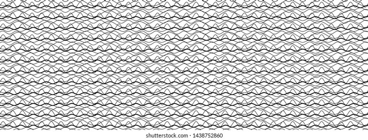 horizontal wavy lines curved effect monochrome black isolated on white empty blank header banner template vector background no people nobody repeating design element