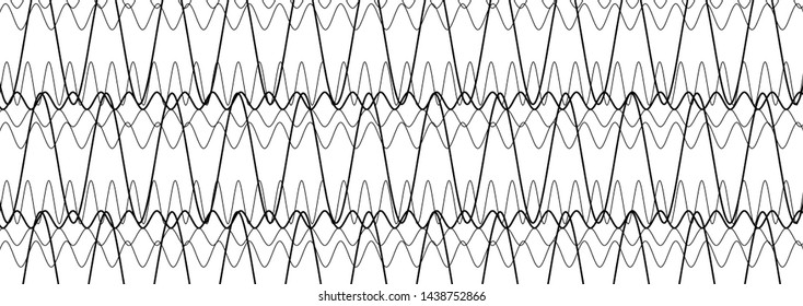 horizontal wavy lines curved effect monochrome black isolated on white empty blank header banner template vector background no people nobody repeating design element