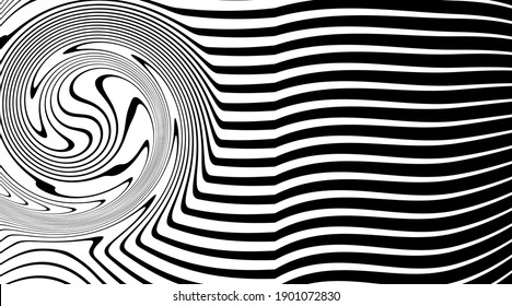 horizontal wavy lines, vector halftone monochrome background, dynamic geometric shape, isolated on white