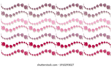 Horizontal wavy pattern of hearts