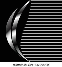 Horizontal and wavy silver stripes on a black background.