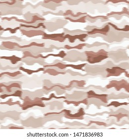 Horizontal wavy stripe ikat design in natural terra cotta desert colors.  Gradient, ombre, blurry, soft.  Earth camouflage inspired.  Great for home decor, fashion, stationary. Generative Art.