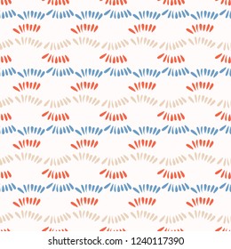 Horizontal Wavy Vector Stripes All Over Print. Sketchy Bright Seamless Repeating Pattern Lines in Geometric Wave Style on Purple Background. Striped for Fashion Print, Wallpaper, Stationery, Packaging