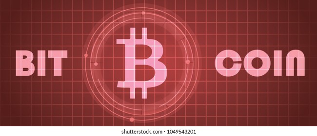 Horizontal web banner with bitcoin and dark Red background. Stock vector illustration