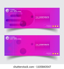 Horizontal web banner business template. Online marketing layout with space and Planet illustration EPS10 vector.