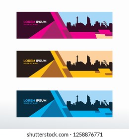 Horizontal Web Banner With City Skyline background vector