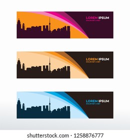 Horizontal Web Banner With City Skyline background vector