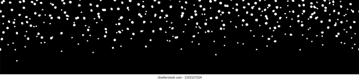 Horizontal web banner with falling snow. Winter decoration overlay with snowfall.