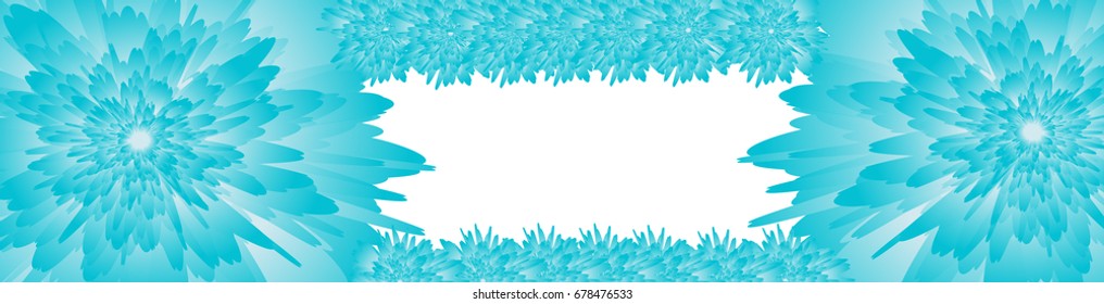 Horizontal web banner with floral insert. vector illustration. blue color style