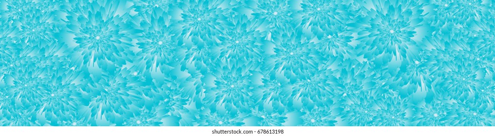 Horizontal web banner with floral insert. vector illustration. blue color style