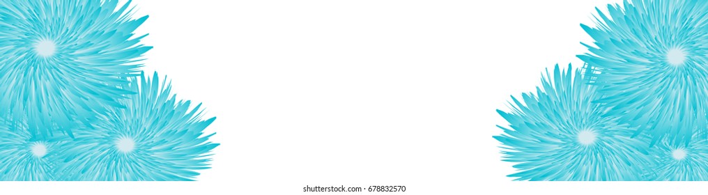 Horizontal web banner with floral insert. vector illustration. blue color style