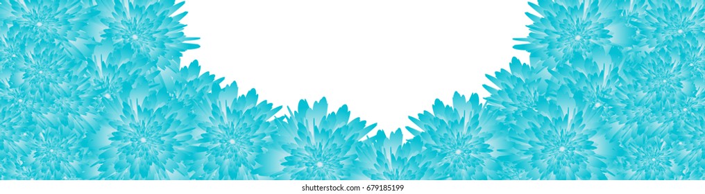 Horizontal web banner with floral insert. vector illustration. blue color style