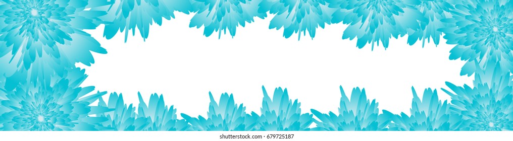 Horizontal web banner with floral insert. vector illustration. blue color style