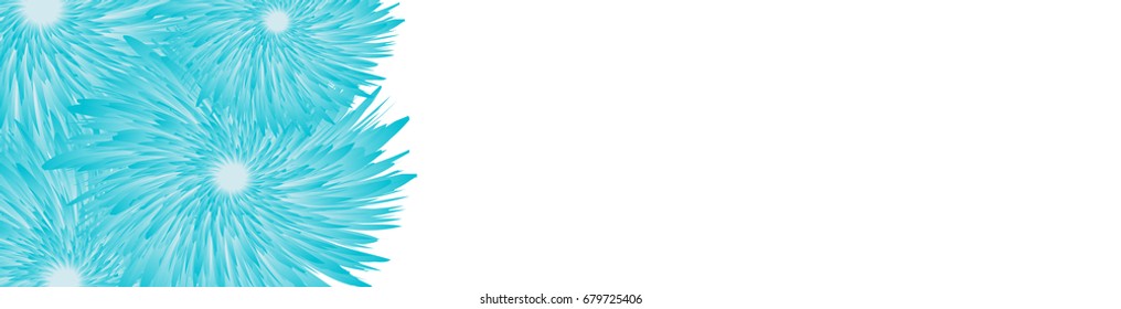 Horizontal web banner with floral insert. vector illustration. blue color style