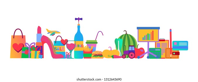 horizontal web banner with a set of icons for the website