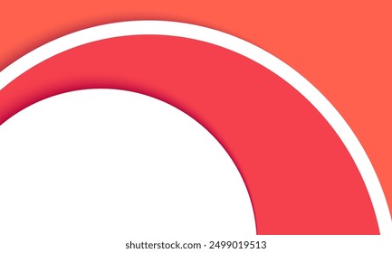 horizontal web banner template with 3d round shape. paper color illustration. red pastel background. minimalist wallpaper decoration room. web header. headline design template. profile design vector
