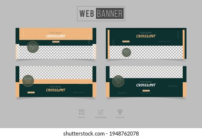 Horizontal web banner template for healthy salad lunch
