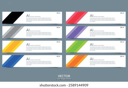 Horizontal Web Banner Templates Website Header SEO Advertising Flyer Invitation Card Photo Space. Minimalistic vector cards with colorful accents