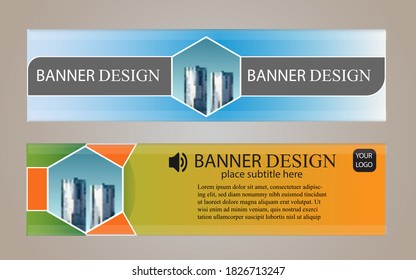 Horizontal web banner, vector template, with space for your picture