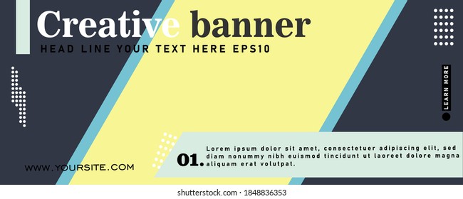 Horizontal web banner, vector template, with space for your picture, banner template.