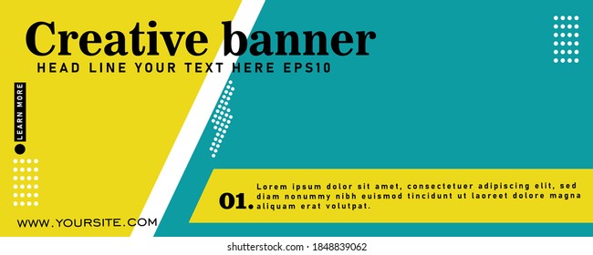 Horizontal web banner, vector template, with space for your picture, banner template.