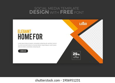 Horizontal web banner, vector template, with space for your picture