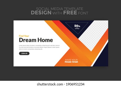 Horizontal web banner, vector template, with space for your picture