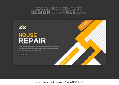 Horizontal web banner, vector template, with space for your picture