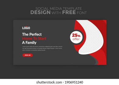 Horizontal web banner, vector template, with space for your picture