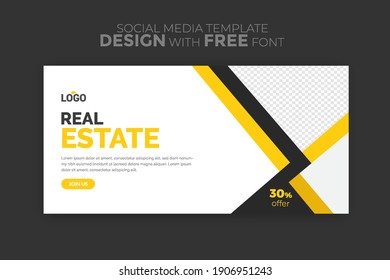 Horizontal web banner, vector template, with space for your picture