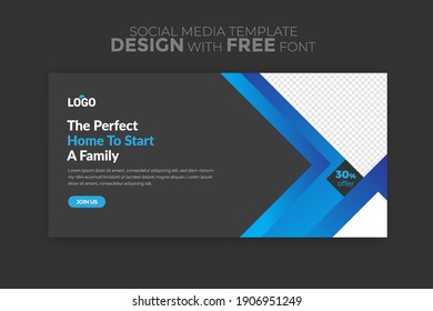 Horizontal web banner, vector template, with space for your picture