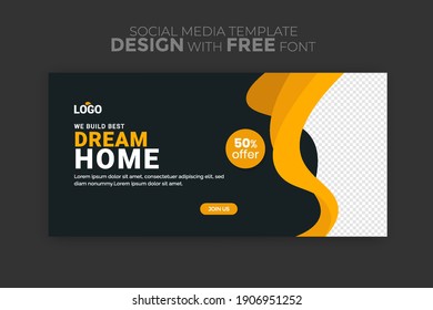 Horizontal web banner, vector template, with space for your picture