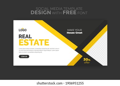 Horizontal web banner, vector template, with space for your picture