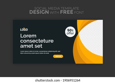 Horizontal web banner, vector template, with space for your picture